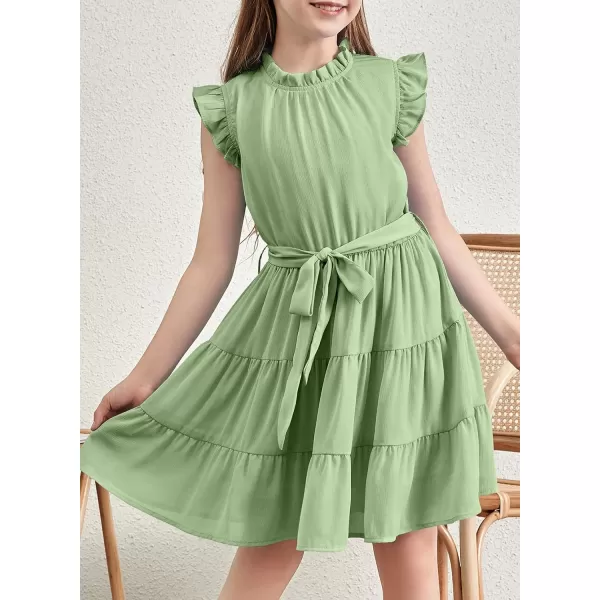 blibean Tween Girls Elegant Dresses Kids Summer Ruffle Sleeve Dress Size 4-15 Years Old