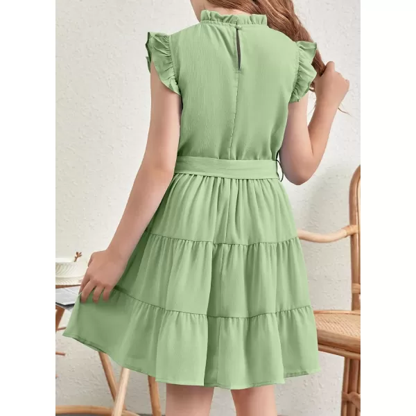 blibean Tween Girls Elegant Dresses Kids Summer Ruffle Sleeve Dress Size 4-15 Years Old