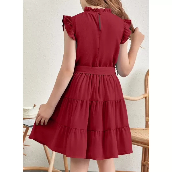 blibean Tween Girls Elegant Dresses Kids Summer Ruffle Sleeve Dress Size 4-15 Years Old