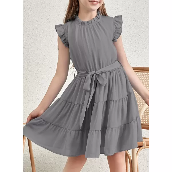 blibean Tween Girls Elegant Dresses Kids Summer Ruffle Sleeve Dress Size 4-15 Years Old
