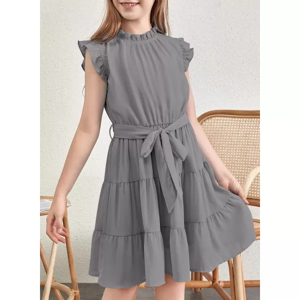 blibean Tween Girls Elegant Dresses Kids Summer Ruffle Sleeve Dress Size 4-15 Years Old