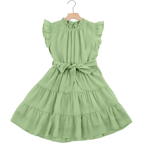blibean Tween Girls Elegant Dresses Kids Summer Ruffle Sleeve Dress Size 4-15 Years Old