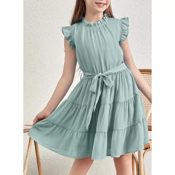 blibean Tween Girls Elegant Dresses Kids Summer Ruffle Sleeve Dress Size 4-15 Years Old