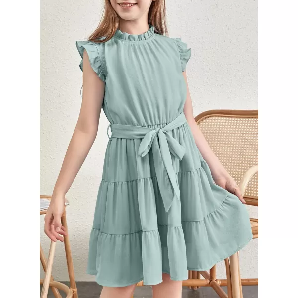 blibean Tween Girls Elegant Dresses Kids Summer Ruffle Sleeve Dress Size 4-15 Years Old