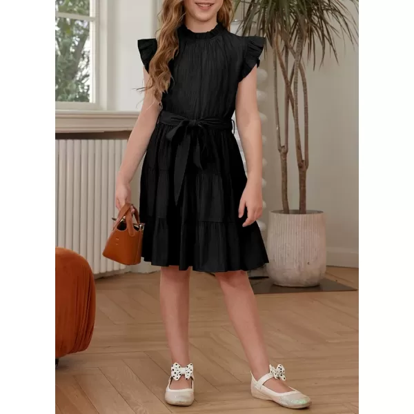 blibean Tween Girls Elegant Dresses Kids Summer Ruffle Sleeve Dress Size 4-15 Years Old