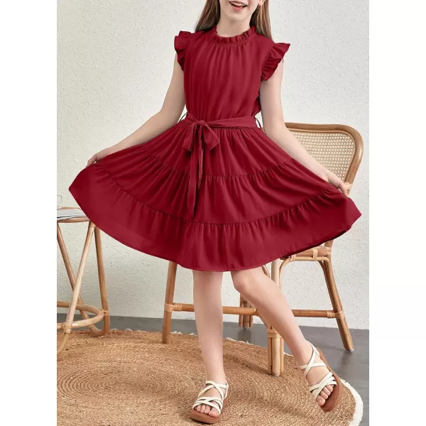 blibean Tween Girls Elegant Dresses Kids Summer Ruffle Sleeve Dress Size 4-15 Years Old