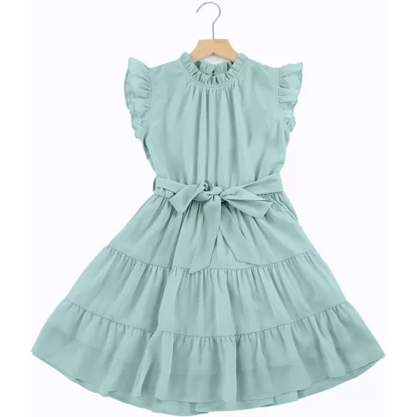 blibean Tween Girls Elegant Dresses Kids Summer Ruffle Sleeve Dress Size 4-15 Years Old
