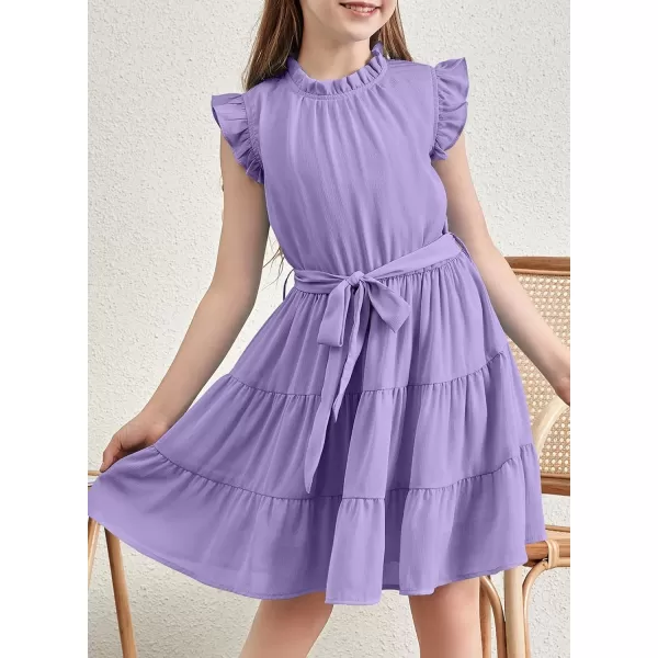 blibean Tween Girls Elegant Dresses Kids Summer Ruffle Sleeve Dress Size 4-15 Years Old