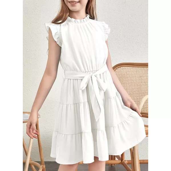 blibean Tween Girls Elegant Dresses Kids Summer Ruffle Sleeve Dress Size 4-15 Years Old