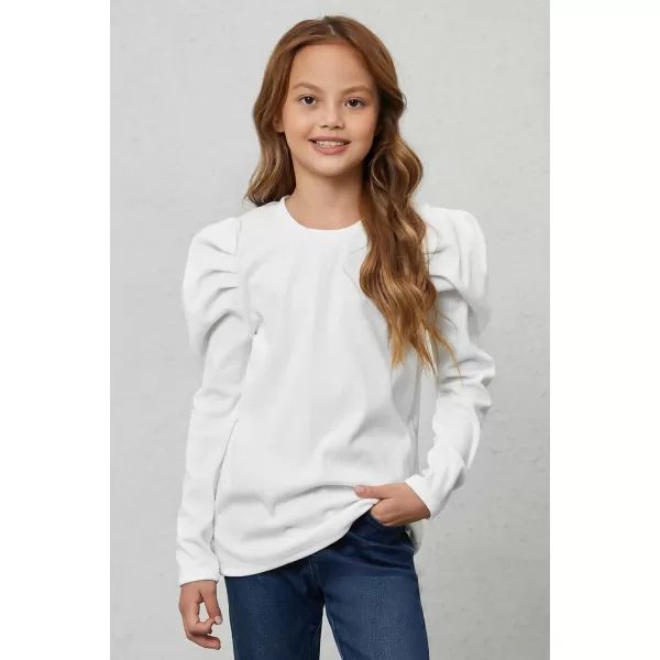blibean Tween Girls Puff SLeeve Shirts Stylish Fall Tops Size 4-15 Years Old
