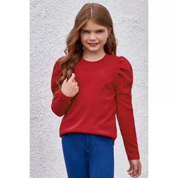 blibean Tween Girls Puff SLeeve Shirts Stylish Fall Tops Size 4-15 Years Old