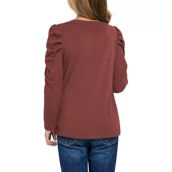 blibean Tween Girls Puff SLeeve Shirts Stylish Fall Tops Size 4-15 Years Old