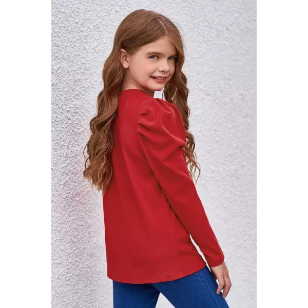 blibean Tween Girls Puff SLeeve Shirts Stylish Fall Tops Size 4-15 Years Old