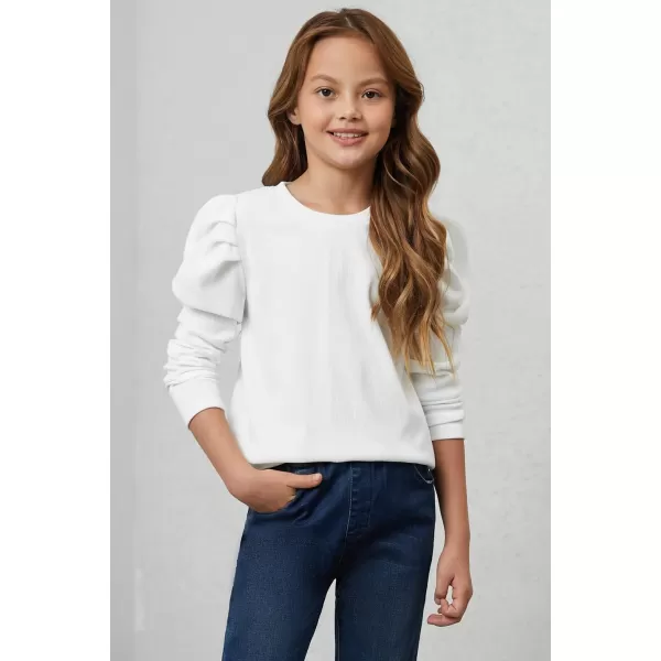 blibean Tween Girls Puff SLeeve Shirts Stylish Fall Tops Size 4-15 Years Old