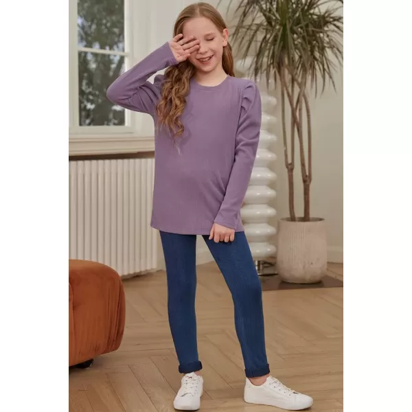 blibean Tween Girls Puff SLeeve Shirts Stylish Fall Tops Size 4-15 Years Old
