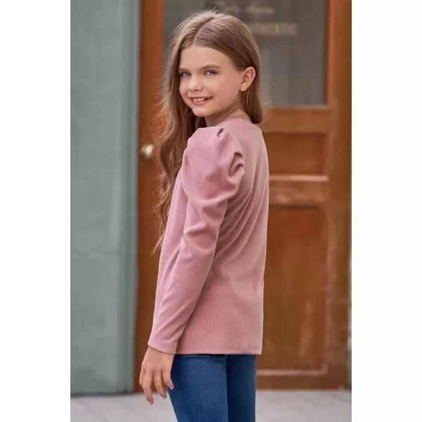 blibean Tween Girls Puff SLeeve Shirts Stylish Fall Tops Size 4-15 Years Old