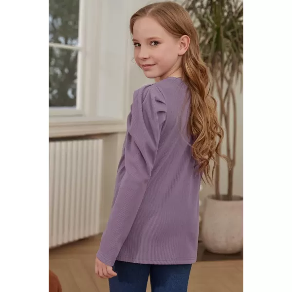 blibean Tween Girls Puff SLeeve Shirts Stylish Fall Tops Size 4-15 Years Old