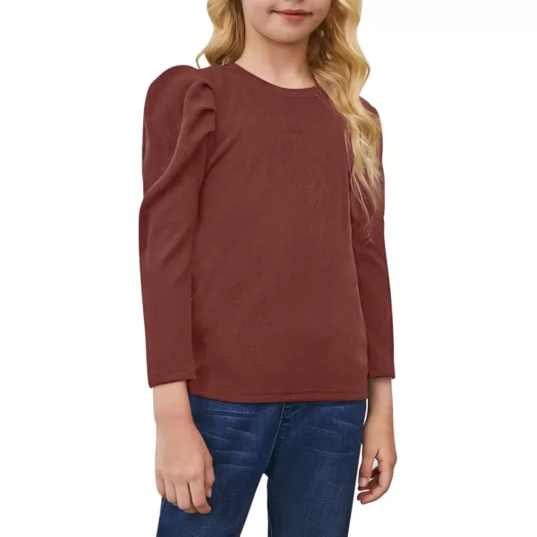 blibean Tween Girls Puff SLeeve Shirts Stylish Fall Tops Size 4-15 Years Old
