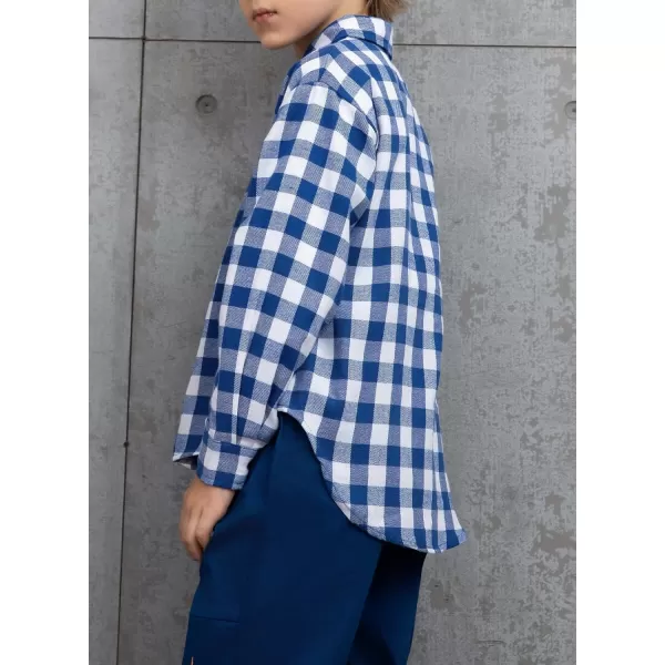 blibean Unisex Girl Boy Fall Long Sleeve Plaid Shirt Top Kid Size 6-15 Years Old