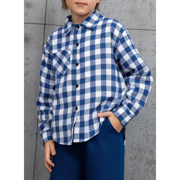 blibean Unisex Girl Boy Fall Long Sleeve Plaid Shirt Top Kid Size 6-15 Years Old