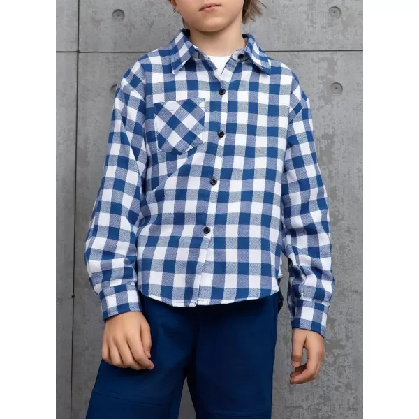blibean Unisex Girl Boy Fall Long Sleeve Plaid Shirt Top Kid Size 6-15 Years Old