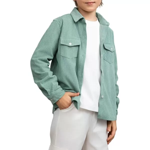 blibean Boy Corduroy Long Sleeve Shirt Shacket with Pockets Size 6-15 Years Old