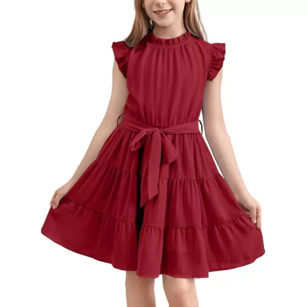blibean Tween Girls Elegant Dresses Kids Summer Ruffle Sleeve Dress Size 4-15 Years Old