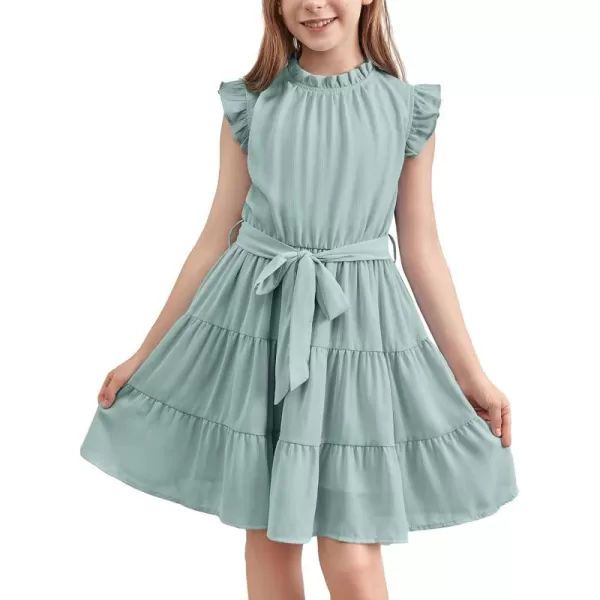 blibean Tween Girls Elegant Dresses Kids Summer Ruffle Sleeve Dress Size 4-15 Years Old