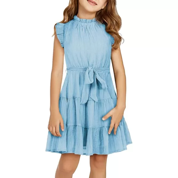 blibean Tween Girls Elegant Dresses Kids Summer Ruffle Sleeve Dress Size 4-15 Years Old