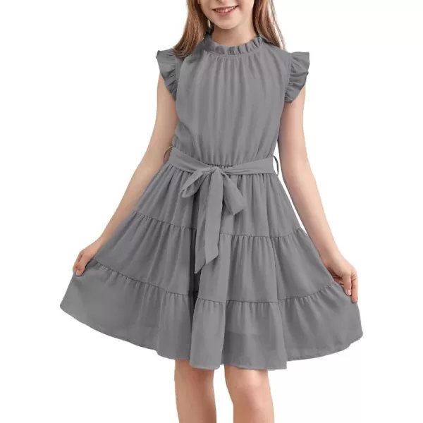 blibean Tween Girls Elegant Dresses Kids Summer Ruffle Sleeve Dress Size 4-15 Years Old