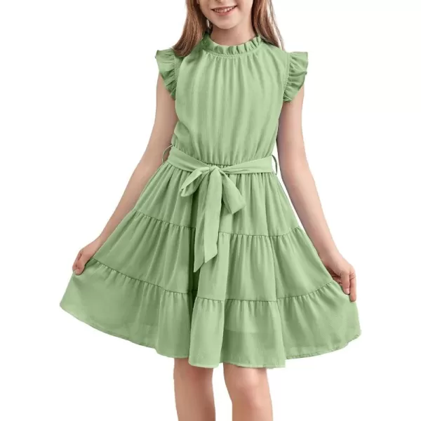 blibean Tween Girls Elegant Dresses Kids Summer Ruffle Sleeve Dress Size 4-15 Years Old