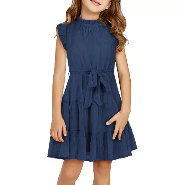 blibean Tween Girls Elegant Dresses Kids Summer Ruffle Sleeve Dress Size 4-15 Years Old