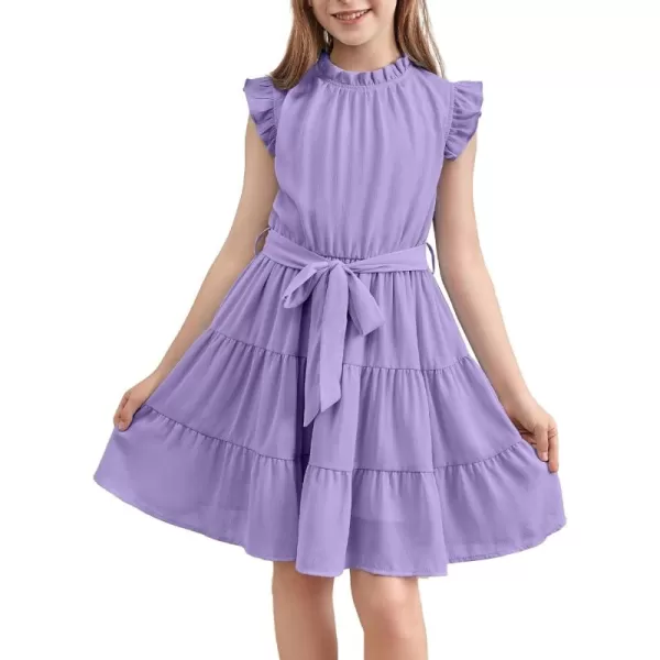 blibean Tween Girls Elegant Dresses Kids Summer Ruffle Sleeve Dress Size 4-15 Years Old