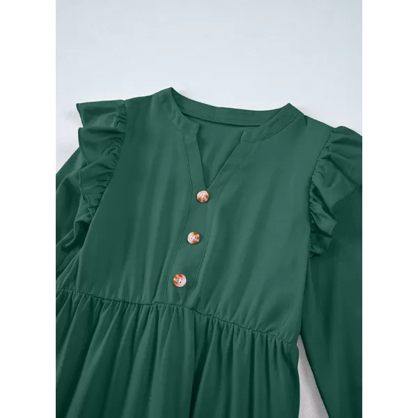 blibean Girls 2024 Fall Cotton Dresses Tween Long Ruffle Sleeve Pockets Dress Size 6-15 Years