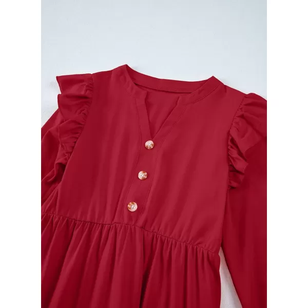 blibean Girls 2024 Fall Cotton Dresses Tween Long Ruffle Sleeve Pockets Dress Size 6-15 Years
