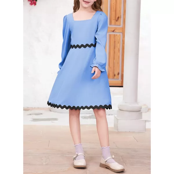 blibean Girls Elegant Long Sleeve Dresses Semi Formal Dress Size 6-15 Years