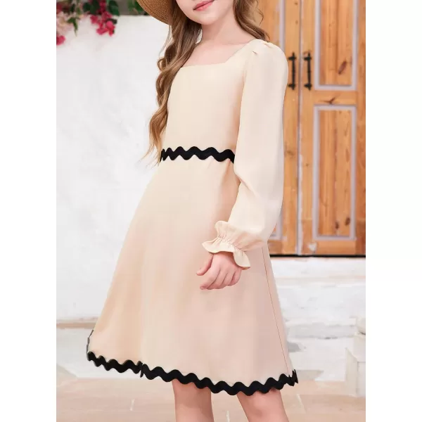 blibean Girls Elegant Long Sleeve Dresses Semi Formal Dress Size 6-15 Years