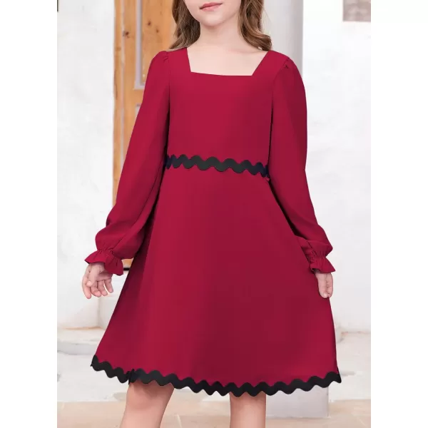 blibean Girls Elegant Long Sleeve Dresses Semi Formal Dress Size 6-15 Years