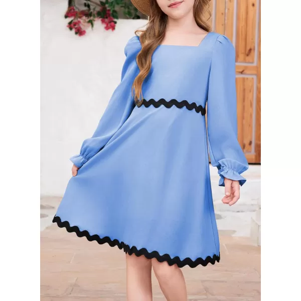 blibean Girls Elegant Long Sleeve Dresses Semi Formal Dress Size 6-15 Years