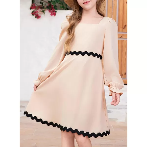 blibean Girls Elegant Long Sleeve Dresses Semi Formal Dress Size 6-15 Years