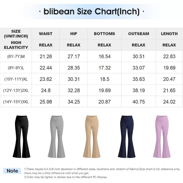 blibean Teen Girls Dress Pants Bell Bottoms School Uniform Leggings Size 6-15 Years