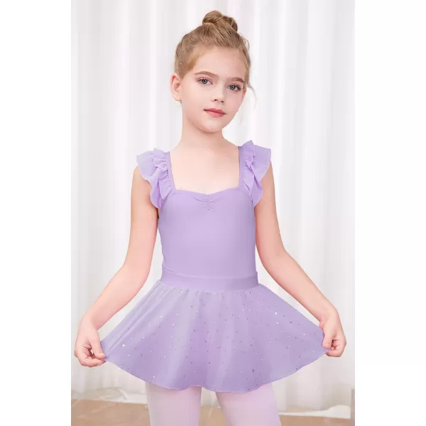 blibean Teen Girls Ruffle Ballet Dance Dress Sparkly Leotard with Skirt Size 4-15 Years