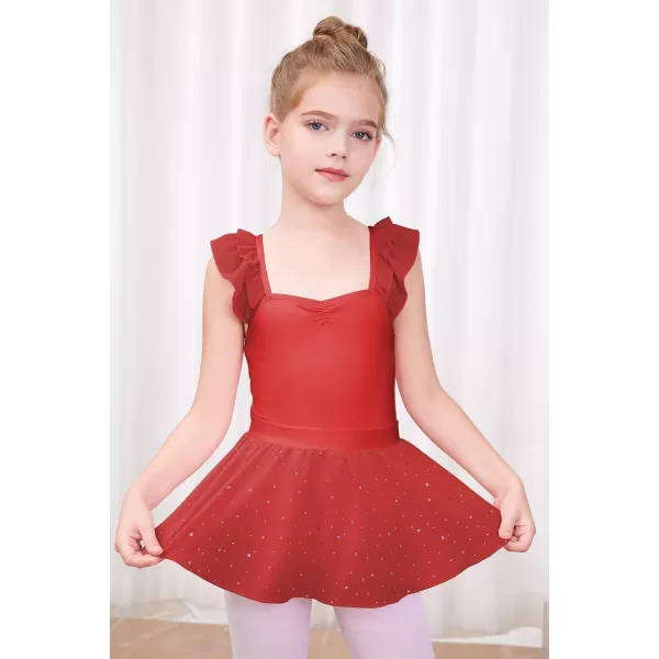 blibean Teen Girls Ruffle Ballet Dance Dress Sparkly Leotard with Skirt Size 4-15 Years