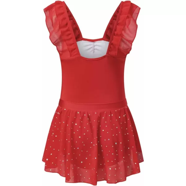 blibean Teen Girls Ruffle Ballet Dance Dress Sparkly Leotard with Skirt Size 4-15 Years