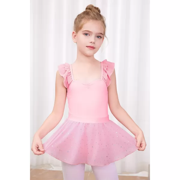 blibean Teen Girls Ruffle Ballet Dance Dress Sparkly Leotard with Skirt Size 4-15 Years