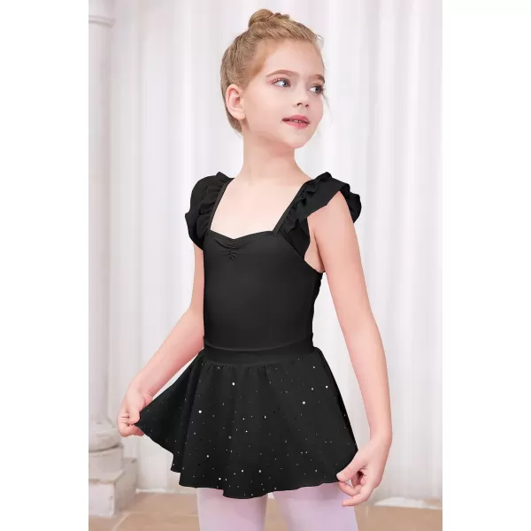 blibean Teen Girls Ruffle Ballet Dance Dress Sparkly Leotard with Skirt Size 4-15 Years