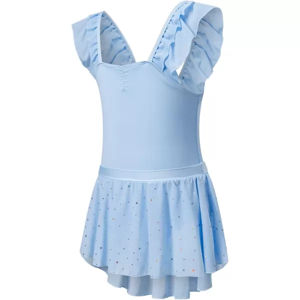 blibean Teen Girls Ruffle Ballet Dance Dress Sparkly Leotard with Skirt Size 4-15 Years