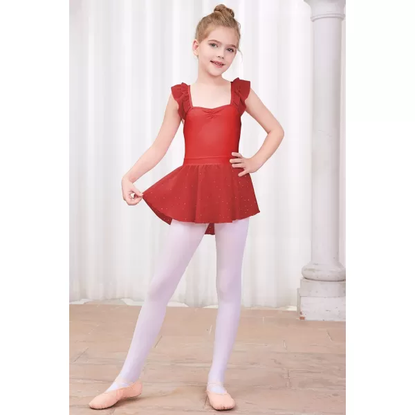 blibean Teen Girls Ruffle Ballet Dance Dress Sparkly Leotard with Skirt Size 4-15 Years