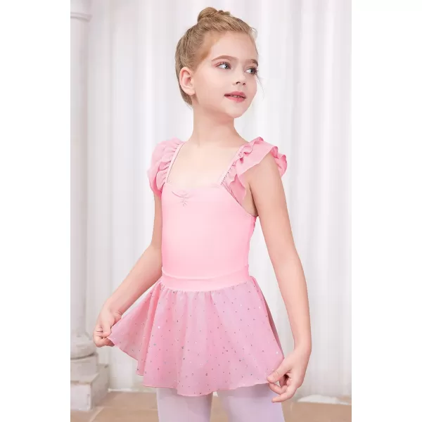 blibean Teen Girls Ruffle Ballet Dance Dress Sparkly Leotard with Skirt Size 4-15 Years