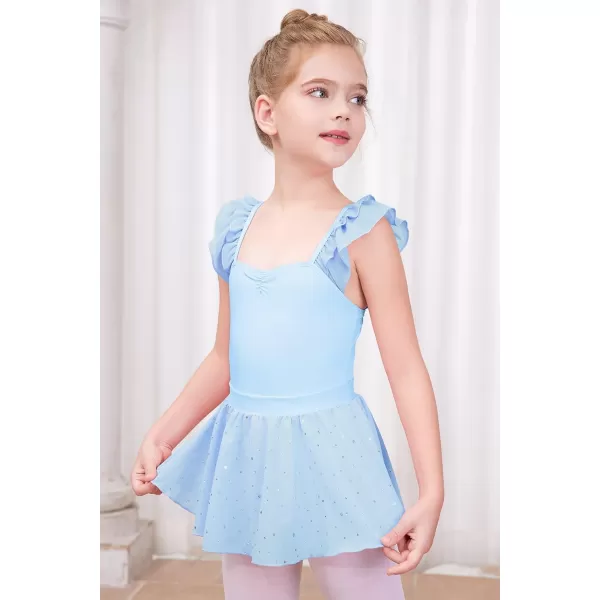 blibean Teen Girls Ruffle Ballet Dance Dress Sparkly Leotard with Skirt Size 4-15 Years